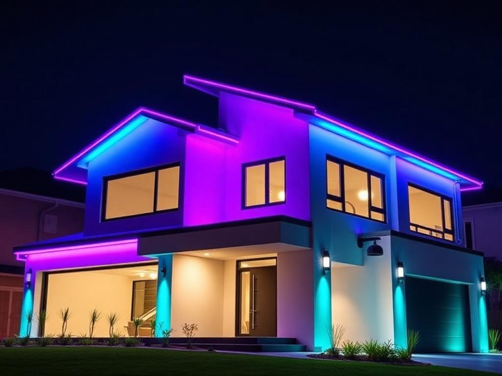Govee permanent lighting installed on modern home